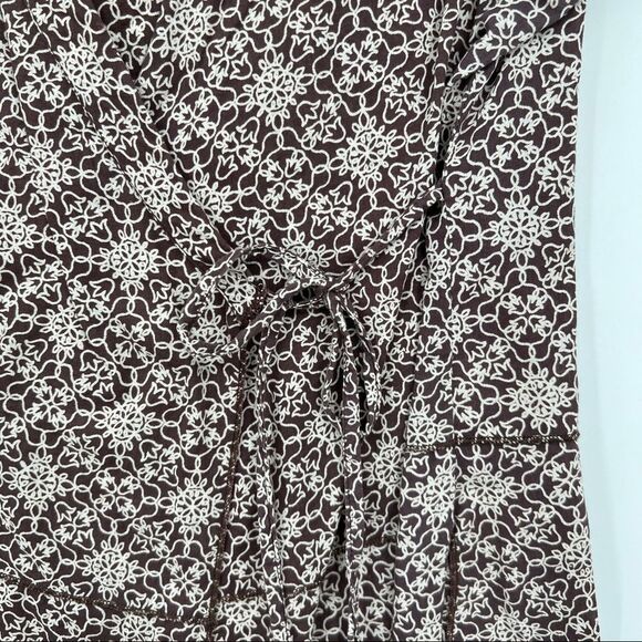 1990 wrap shirt peplum cotton print cap sleeve woman’s size large - Picture 7 of 11